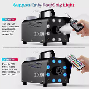 Halloween Fog Machine - 3 Stage LED Lights with 13 Colors