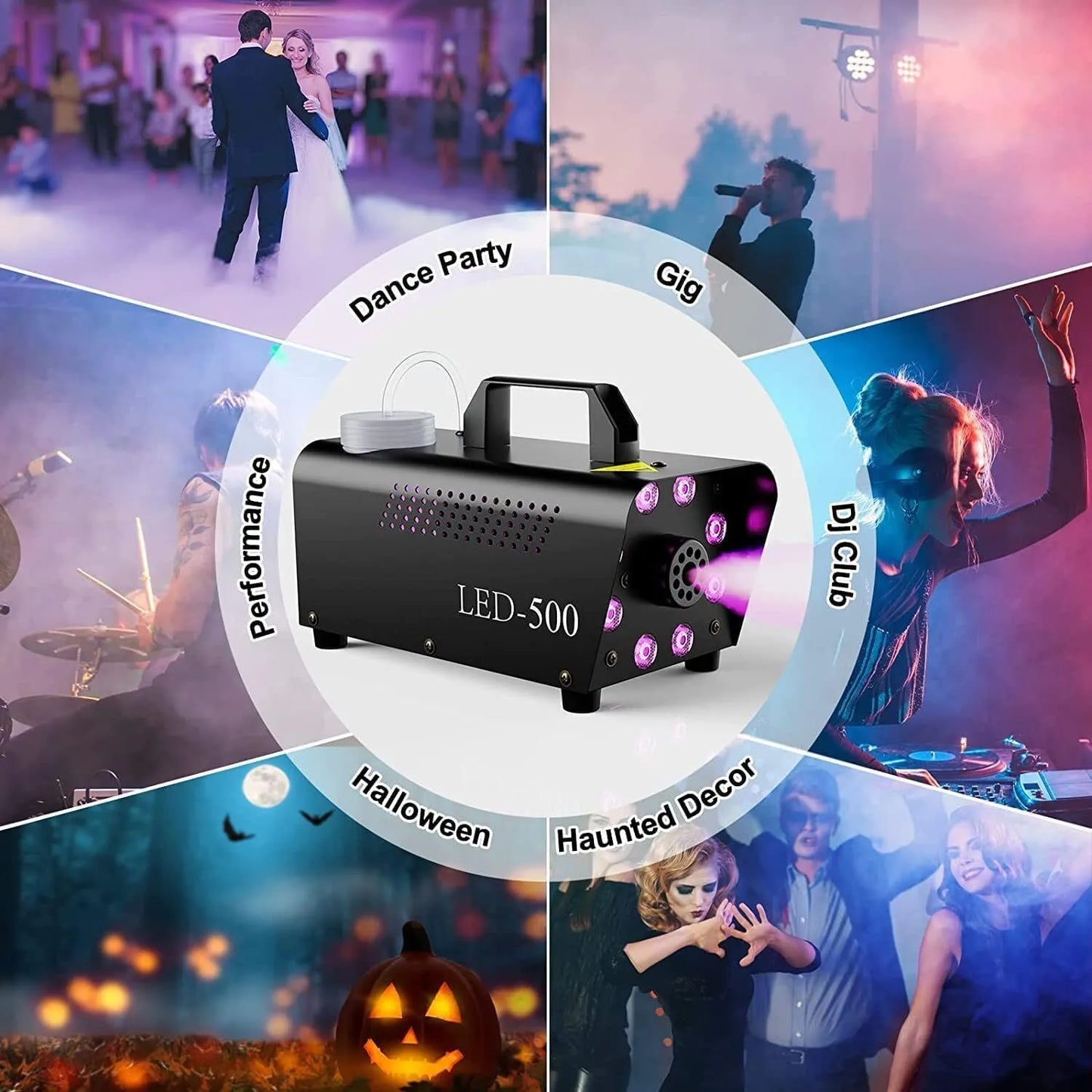 Halloween Fog Machine - 3 Stage LED Lights with 13 Colors